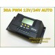 โซล่าชาร์จเจอร์ 30A 12/24 PWM ออโต LCD CM3024Z (No Amps) (ราคาโปร 590 บาท) 